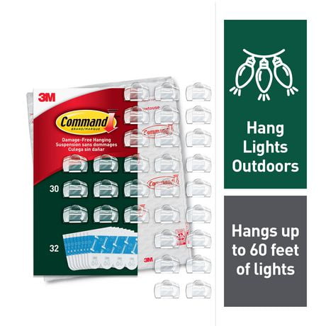 Command(TM) Brand™ Outdoor Light Clips with Foam Strips 17017CLRAW30NA