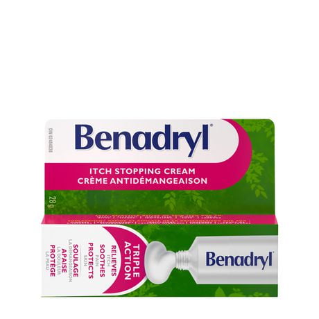 Benadryl Itch Stopping Cream, Topical Anesthetic, Itch Pain Relief, Diphenhydramine Hydrochloride, Zinc Acetate, 28 g