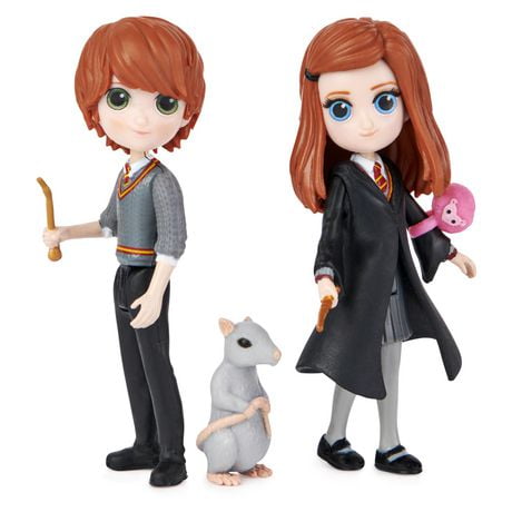 Wizarding World, Magical Minis, Friendship Set Ron et Ginny Weasley avec figurines de jeu à collectionner et 2 créatures, jouets pour enfants à partir de 5 ans