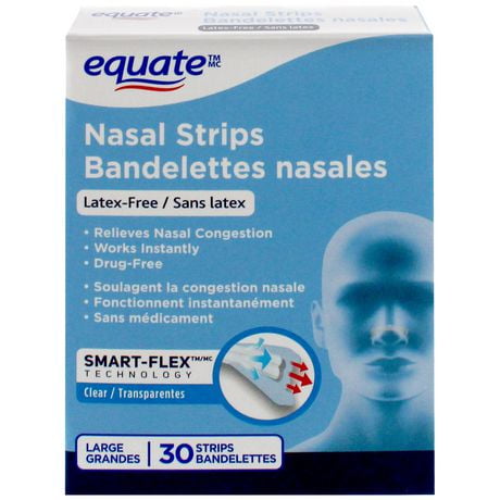 Equate Bandelettes nasales 30 bandelettes grandes transparentes