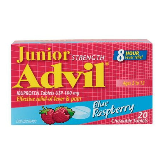 Junior Strength Advil Chewable Tablets Blue Raspberry <br>20s, 20 count