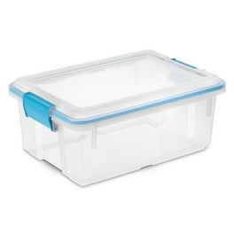 Sterilite Deep Clear Plastic Storage Bin with Clear Lid Aqua Latch, 8 Pack  