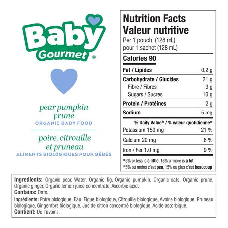 Baby Gourmet Poire Citrouille Et Pruneau Aliments Biologiques Pour Les Bebes Plus Walmart Canada