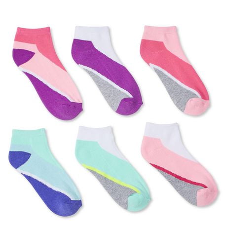 Athletic Works Girls' Ankle Socks 6-Pack, Sizes 11-2: 3-6