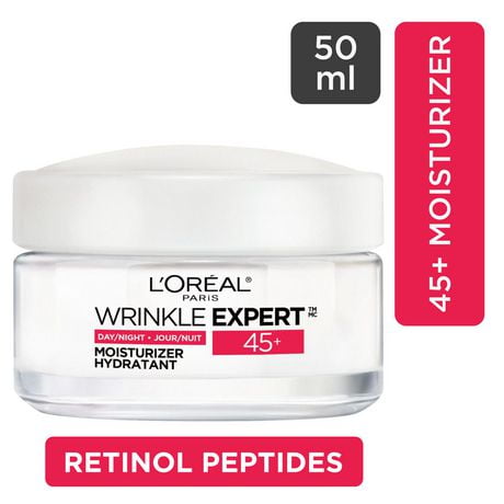 L'Oreal Paris Wrinkle Expert 45+ Crème Jour et Nuit Anti-âge  avec Retino-Peptide, 50 mL Hydratant de jour, 50 mL