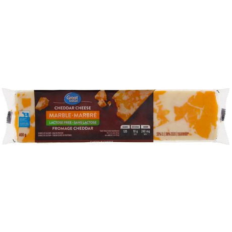 Great Value Lactose Free Marble Cheddar Cheese, 400 g