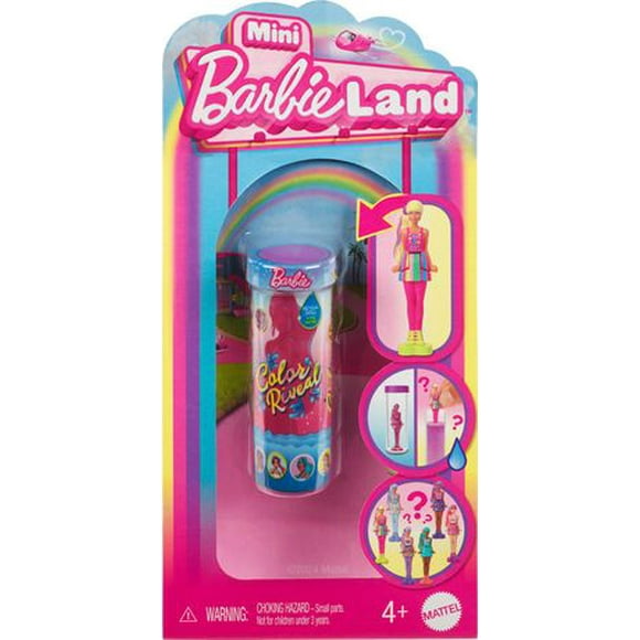 Poupées ​Color Reveal Mini BarbieLand Barbie, poupée de 3,81 cm (1,5 po) avec déballage surprise, révélation avec de l’eau (les styles peuvent varier) Âges 4+