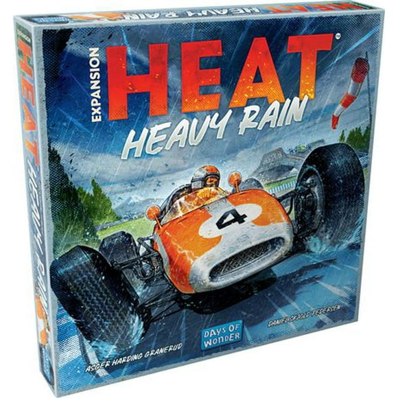 Days of Wonder - Heat - Pedal to the Metal: Heavy Rain - Expansion - Heat - Pedal to the Metal Base Game Required - Strategy and Racing Boardgame Expansion - For Ages 10+ - 1 to 7 Players - 45 to 60 Minutes of Play Time