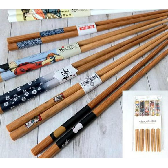 Sunwealth Bamboo Chopsticks, Natural Bamboo Chopsticks (5 Pairs)
