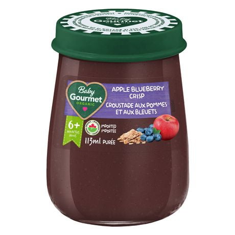 Baby Gourmet Organic Jar Apple Blueberry Crisp, Organic Jar Puree - 113ml