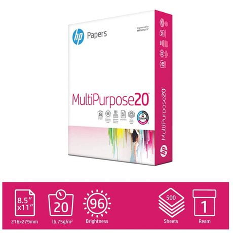 HP Multipurpose20 Printer Paper, 8.5x11 Paper, 20lb, 1 Ream