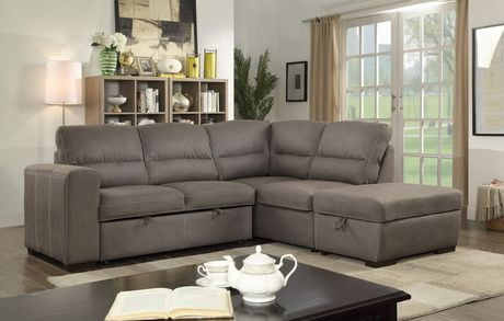 Topline Home Furnishings Ash Brown Sectional with ottoman | Walmart Canada