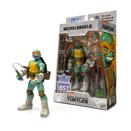 Figurine Michelangelo BST AXN de 12,7 cm série Héros de la bande dessinée TMNT