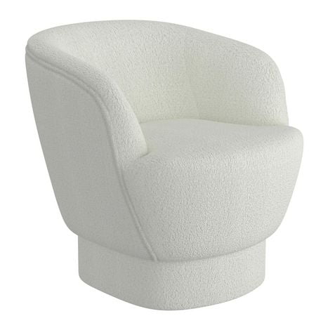 Modern Upholstered Accent Chair in White Boucle Fabric