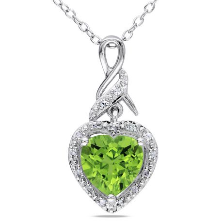 Tangelo 1-2/3 Carat T.G.W. Peridot and Diamond-Accent Sterling Silver ...