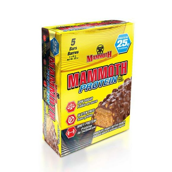 Mammoth Protein Bar, Peanut Butter Crunch, 5/box, 5/Box<br>65g/Bar