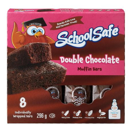 Barres muffin au double chocolat School Safe 8 morceaux, total de 296 g