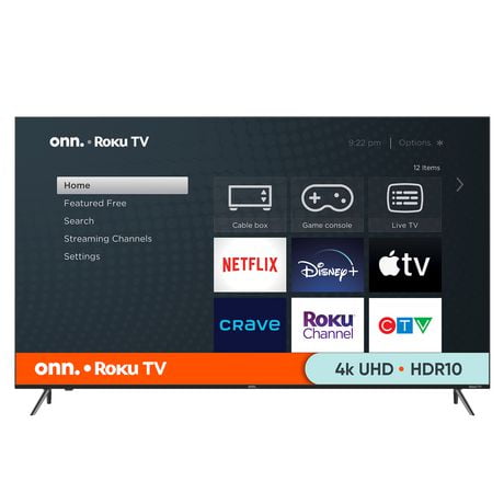 onn. 75" 4K UHD HDR Frameless Roku Smart TV (100044717-CA), 4K, 3 HDMI, 60 Hz
