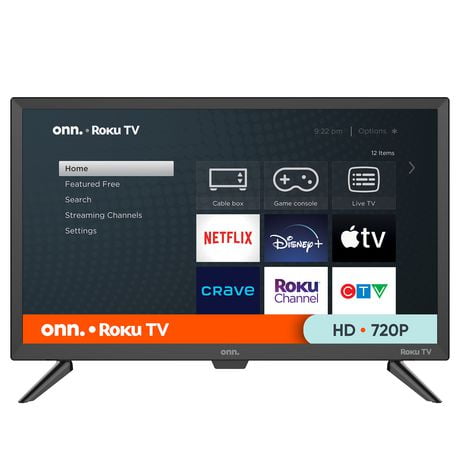 onn. 24" 720p HD Roku Smart TV (100012590-CA), 3 HDMI, 1 USB, 60 Hz