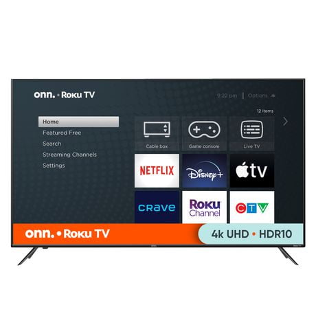 Téléviseur intelligent de 139,7 cm (55 po) 4K UHD HDR Roku onn. (Modèle 100012586-CA) 4K, 3 HDMI, 60 Hz