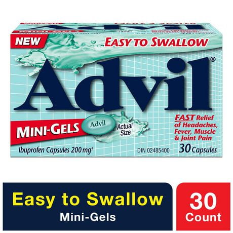 Advil Mini-Gels (30 Count), 200 mg ibuprofen, Temporary Pain Reliever / Fever Reducer, 30 count