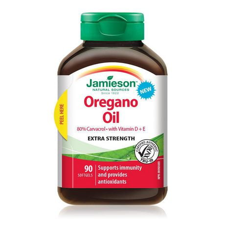 Jamieson Extra Strength Oregano Oil with Vitamin D + E Softgels, 90 Softgels