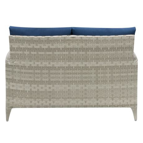 Corliving Parkview Wide Rattan Wicker Patio Loveseat Blended Grey Walmart Canada