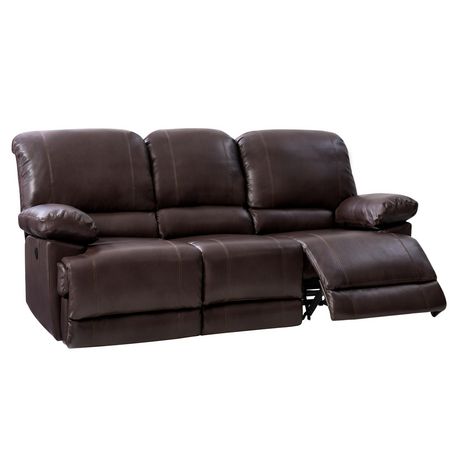 CorLiving Plush Power Reclining Bonded Leather Sofa with Fold-Down ...