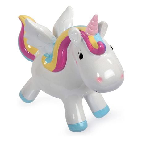 Truu Design Cute Novelty Polyresin Unicorn Kids Money Bank, 7.5 x 2.75 x 6.25 inches, Multicolour, Polyresin Money Bank