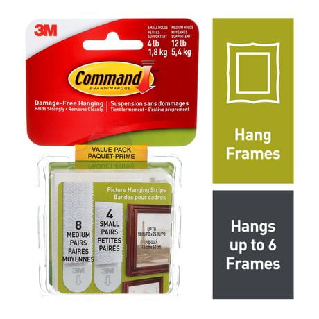 Command™ Picture Hanging Strips 17203C, White, Small/Medium, 24 Strips Per Pack