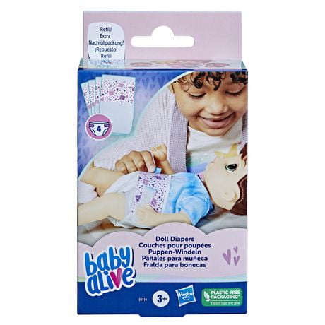 Baby Alive, couches de rechange pour poupée, inclut 4 couches, accessoires de jouets 3 ans et plus