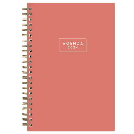 2024 Weekly Monthly Planner, 5x8, Blue Sky, Solid Coral, 5x8 Weekly/Monthly Planner