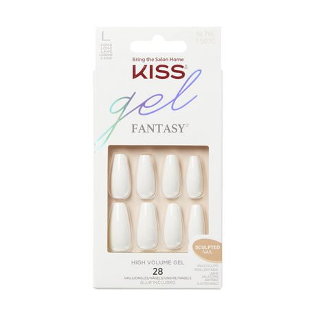 KISS Gel Fantasy - Fake Nails, 28 Count, Long, High Volume.