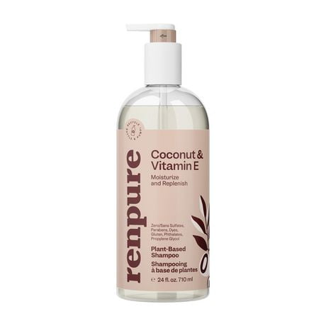 Renpure Coconut & Vitamin E Shampoo, Plant-Based – Nourishes & Seals In Moisture For Soft, Healthy Hair – For Dry to Normal Hair - 24 Fl Oz, Moisturize & Replenish Shampoo