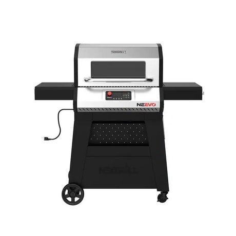 Barbecue numérique au gaz propane Neevo en noir avec panneau avant et couvercle en acier inoxydable