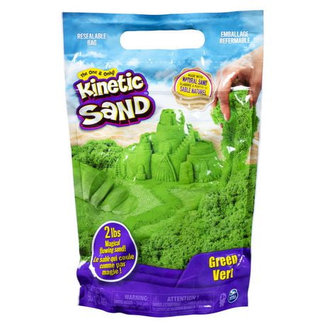 Kinetic Sand, The Original Moldable Sensory Play Sand, Green, 2 lb. Resealable Bag, Ages 3+