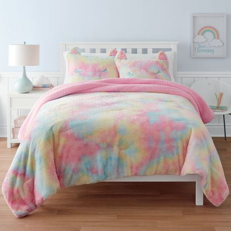 Mainstay Kids Rainbow Sweetie Plush Comforter set, Available in Twin and Double Queen