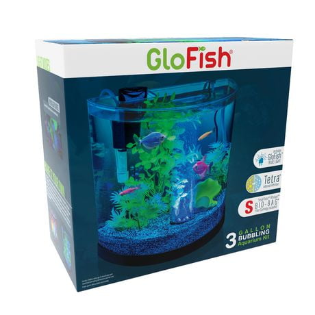 GloFish Half-Moon Bubbling Aquarium Kit, LED 3 gal