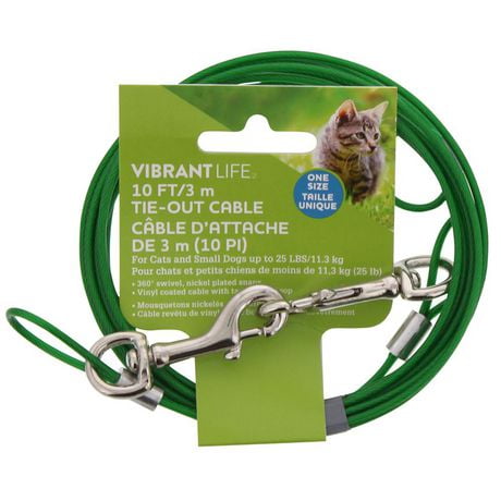 Vibrant Life 10 ft/3 m Cat and Small Dog Tie Out Cable, 10 ft/3 m<br>For cats and small dogs up to 25 lbs/ 11.3 kg
