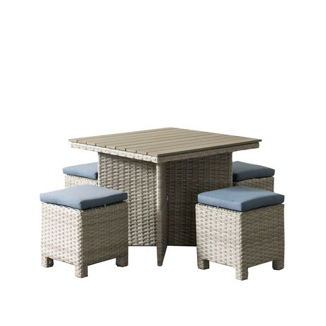 CorLiving Brisbane 5-Piece Weather Resistant Resin Wicker Patio Dining