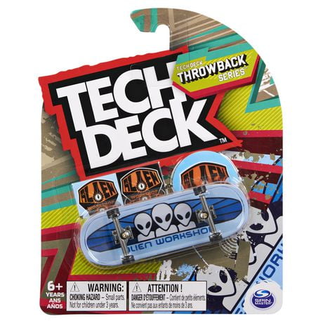 Tech Deck, Fingerboard Throwback Series de 96 mm avec designs authentiques, exclusivité Walmart (les styles peuvent varier) Tech Deck, Fingerboard de 96 mm