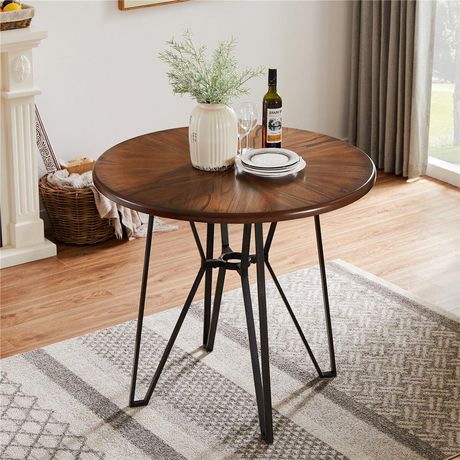 Homylin Industrial Dining Table for 4 Round Dining Table, 40 Inch ...