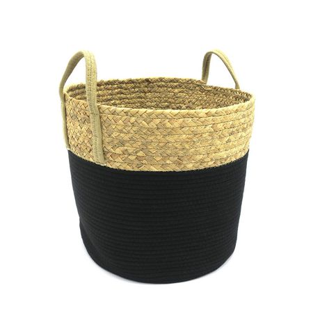 hometrends Water Hyacinth/ Cotton Rope Basket Large | Walmart Canada