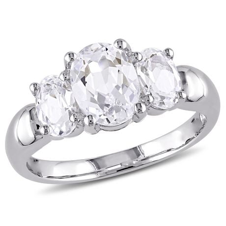 Miabella 3.50 Carat T.G.W. Created White Sapphire Sterling Silver Three ...