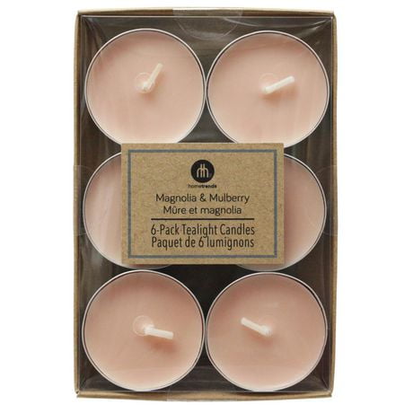 Hometrends MAGNOLIA & MULBERRY 6-Pack Tealight Candles, 6-Pack Tealight Candles