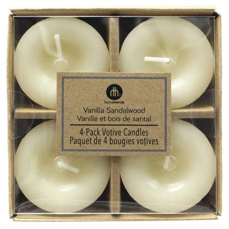 Hometrends VANILLA SANDALWOOD 4-Pack Votive Candles, Pack of 4