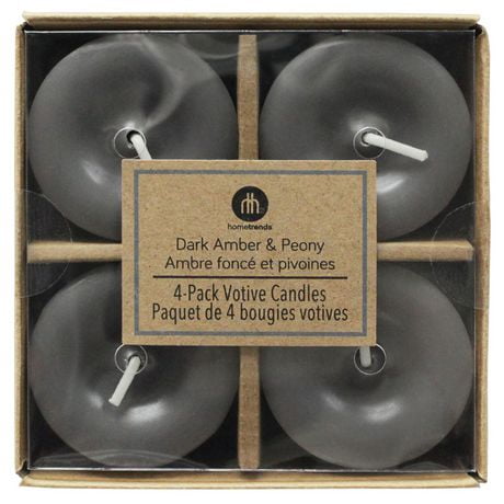 Hometrends DARK AMBER & PEONY 4-Pack Votive Candles, Pack of 4