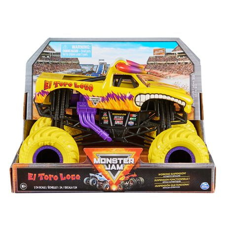 Monster Jam, Official El Toro Loco Monster Truck, Collector Die-Cast Vehicle, 1:24 Scale, Kids Toys for Boys and Girls Ages 3 and up