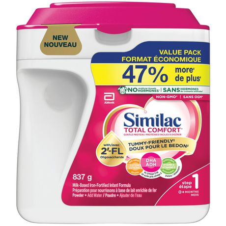 Similac Total Comfort, Baby Formula, Tummy-Friendly, Easy To Digest, Now With Breast Milk-Inspired Innovation 2’-FL, 0+ Months, Powder, 837 g, 837 G
