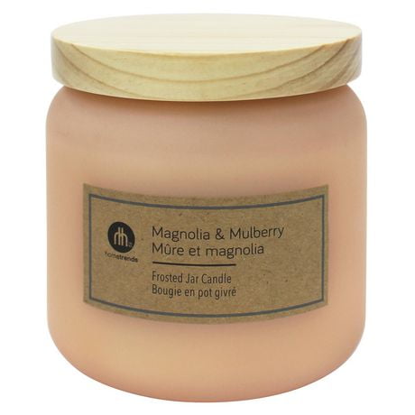 Hometrends 14oz MAGNOLIA & MULBERRY Frosted Jar Candle, 14oz fragranced candle
